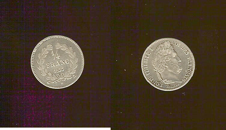 quarter franc Louis Philippe 1833A gVF/EF